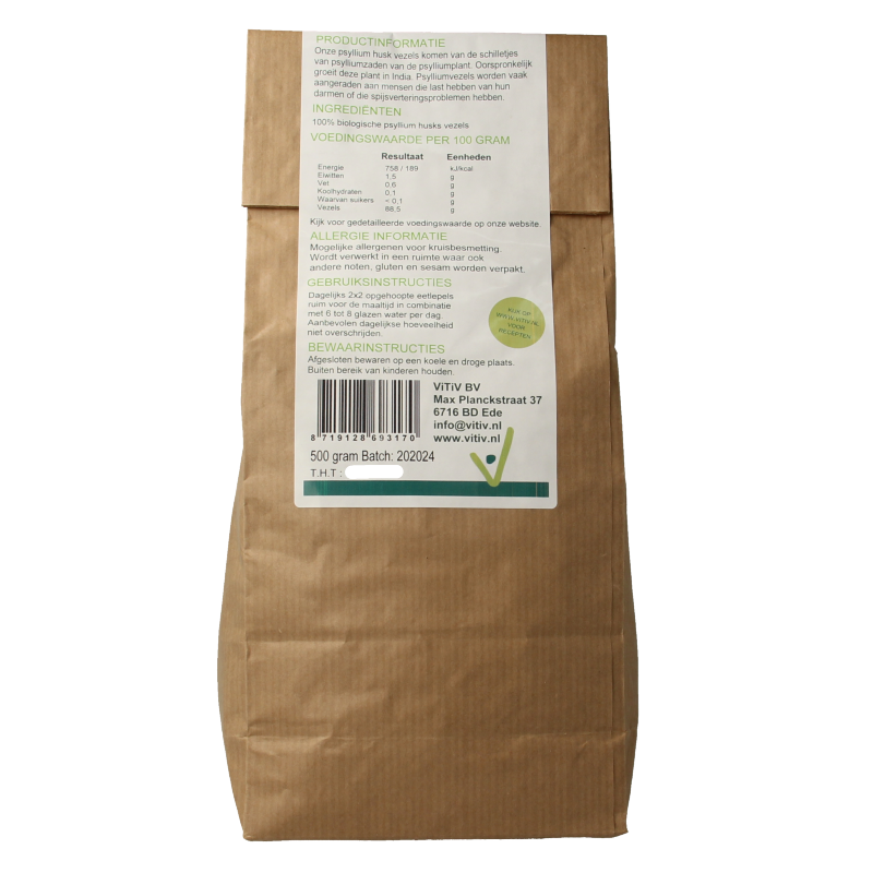 Vitiv Psyllium vezels bio 500 Gram