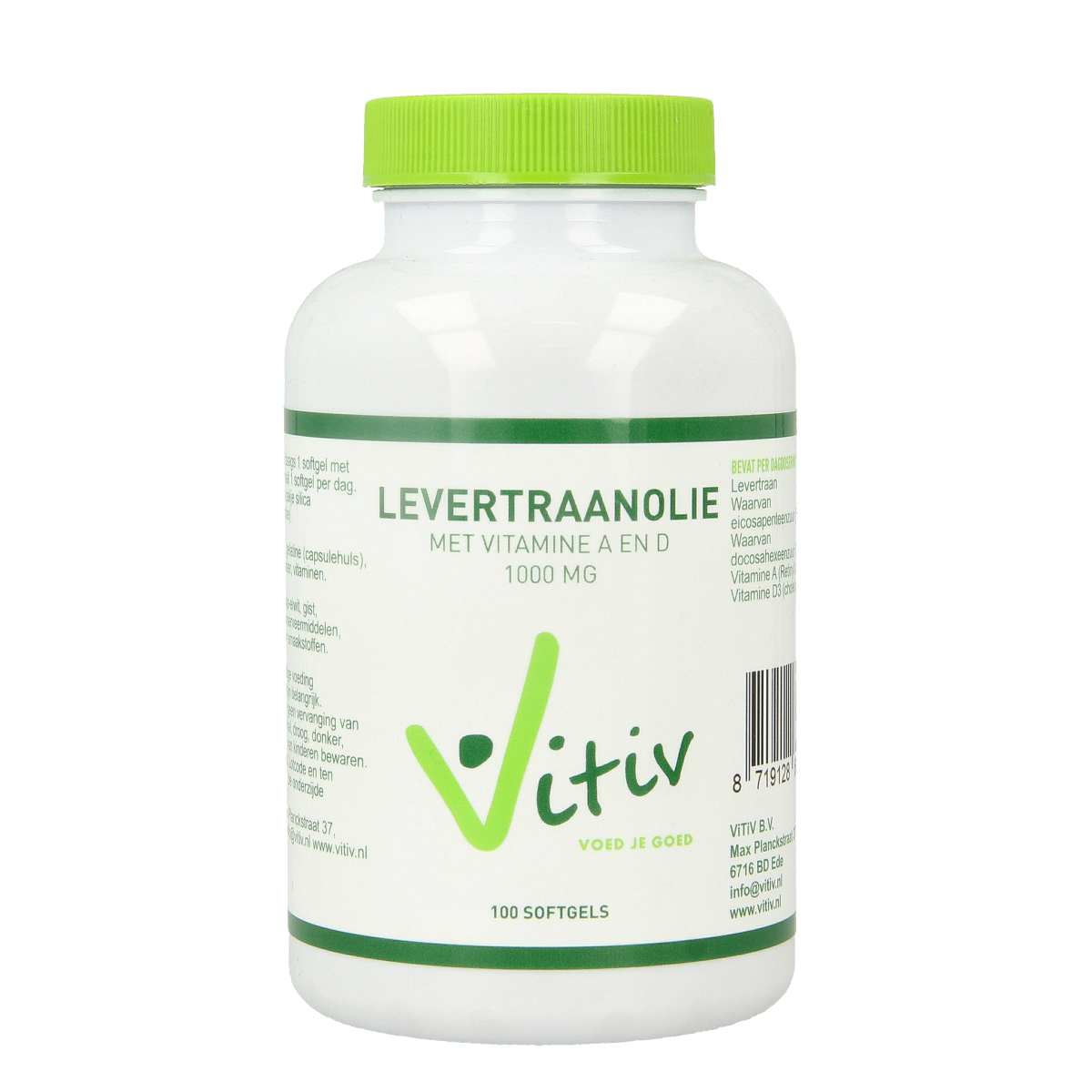 Vitiv Levertraanolie 1000mg vitamine A D 100.00 Softgels