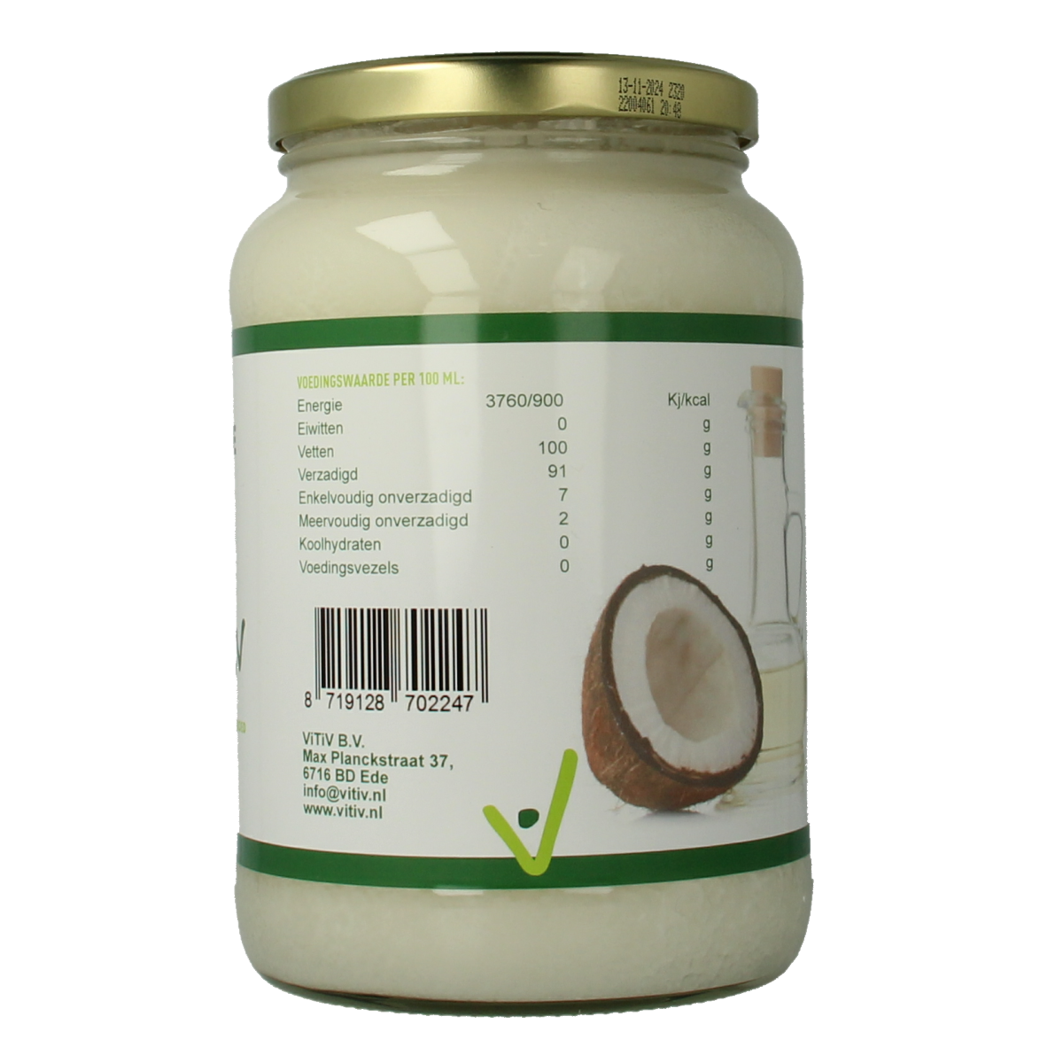 Vitiv Kokosolie geurloos bio 1700.00 Milliliter