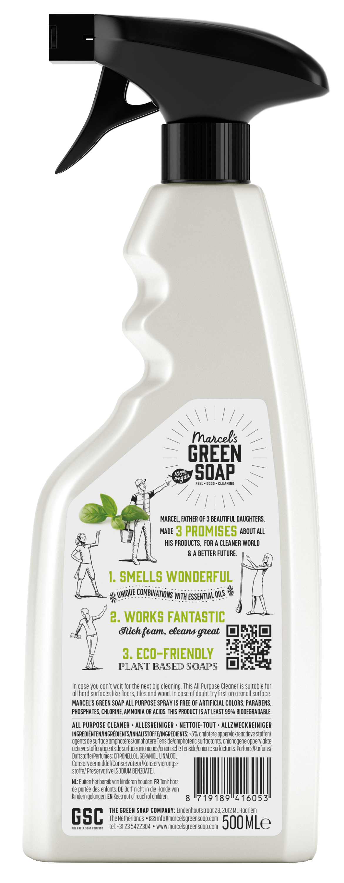 Marcel's Green Soap Allesreiniger spray basilicum & vetiver 500.00 Milliliter