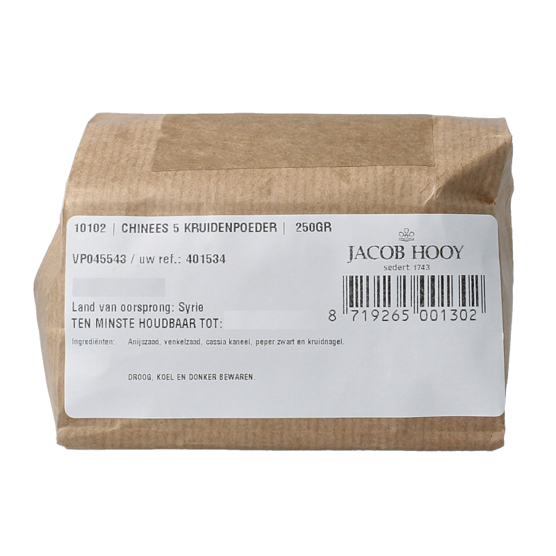 Jacob Hooy Chinees 5 kruidenpoeder 250 Gram