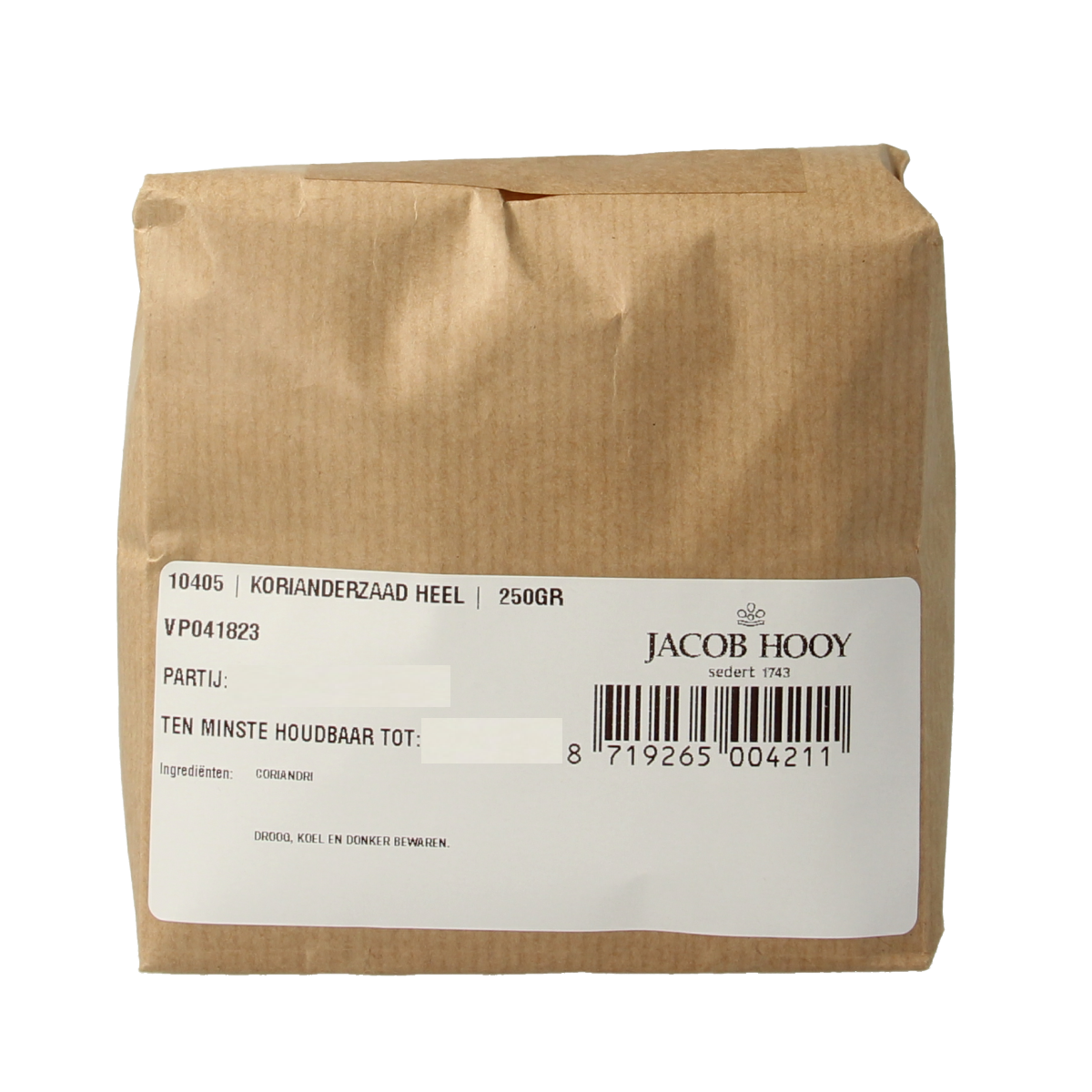 Jacob Hooy Korianderzaad heel 250.00 Gram
