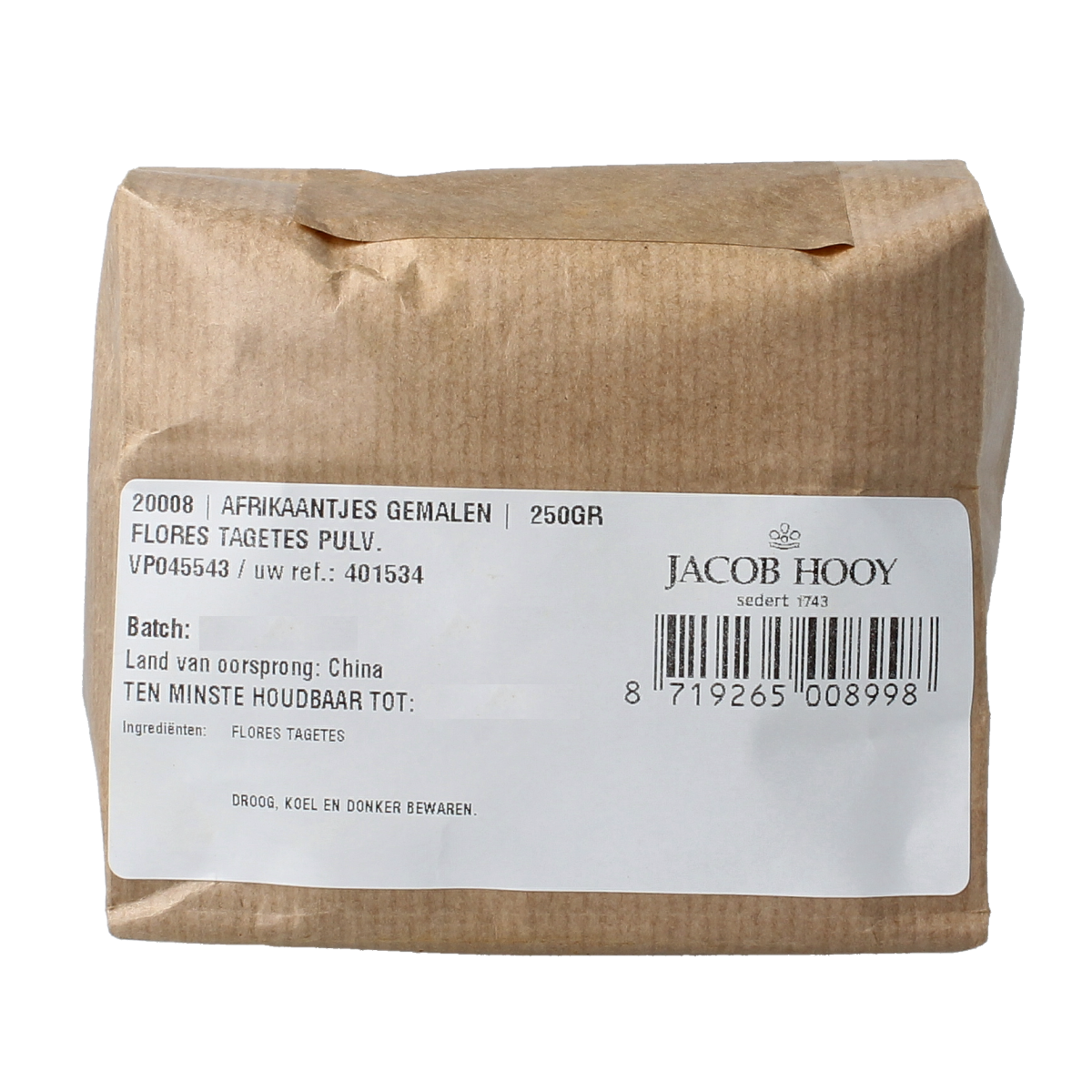Jacob Hooy Afrikaantjes gemalen 250.00 Gram