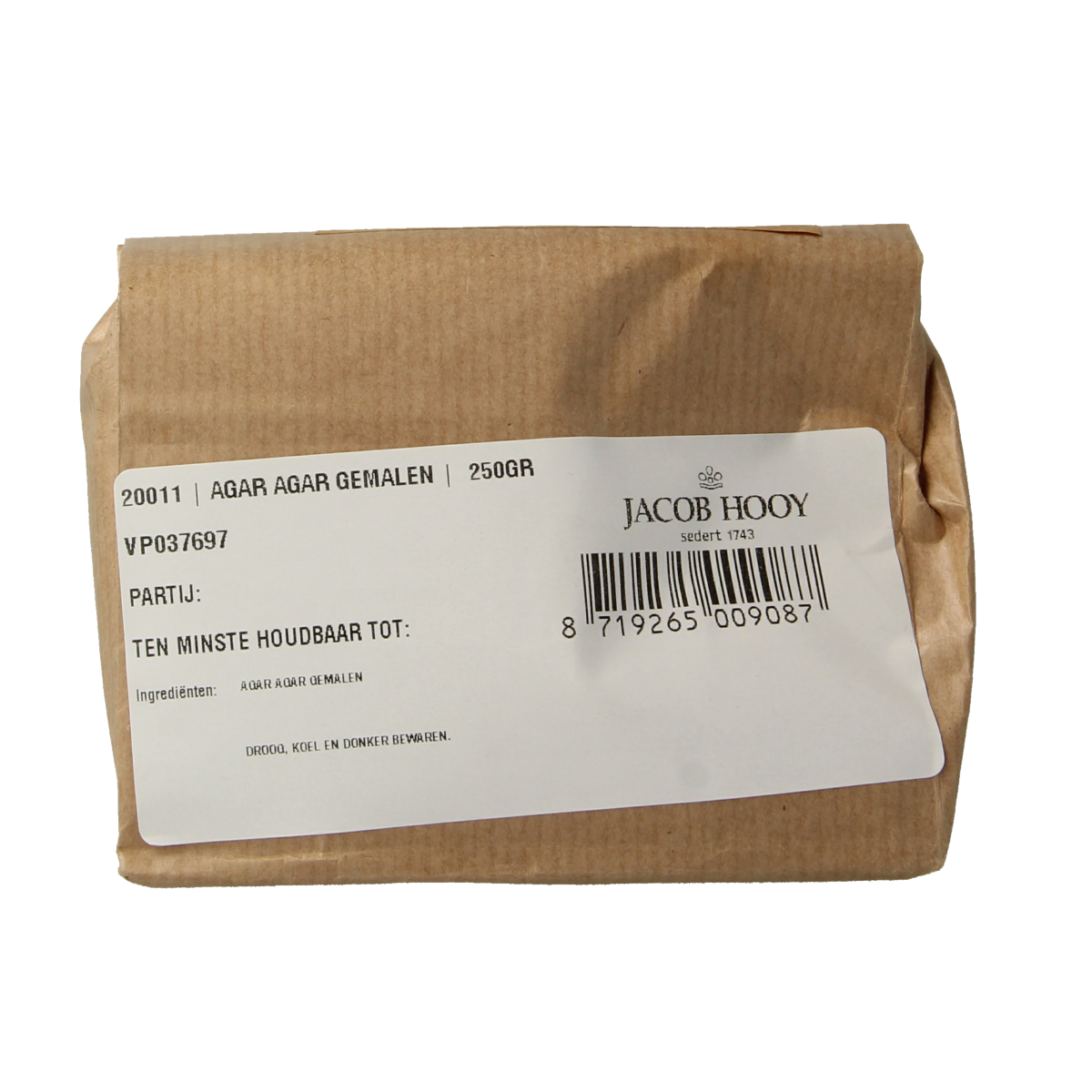 Jacob Hooy Agar agar gemalen 250.00 Gram