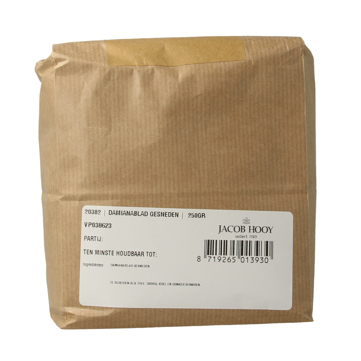 Jacob Hooy Damianablad gesneden 250.00 Gram