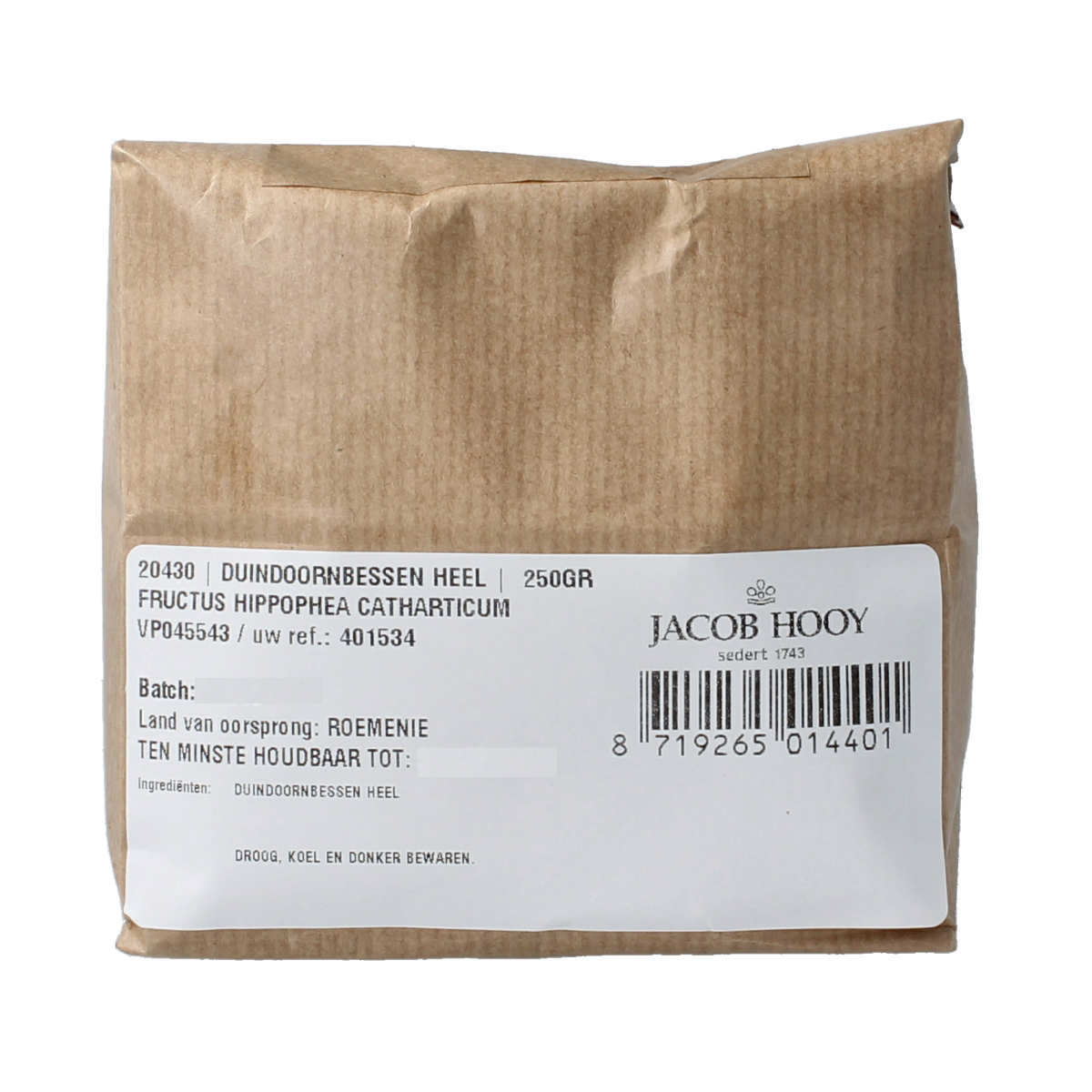 Jacob Hooy Duindoornbessen heel 250.00 Gram