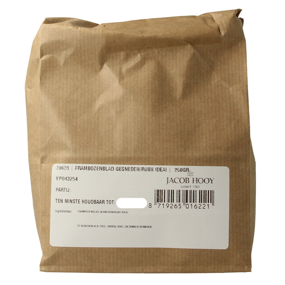Jacob Hooy Frambozenblad 250.00 Gram