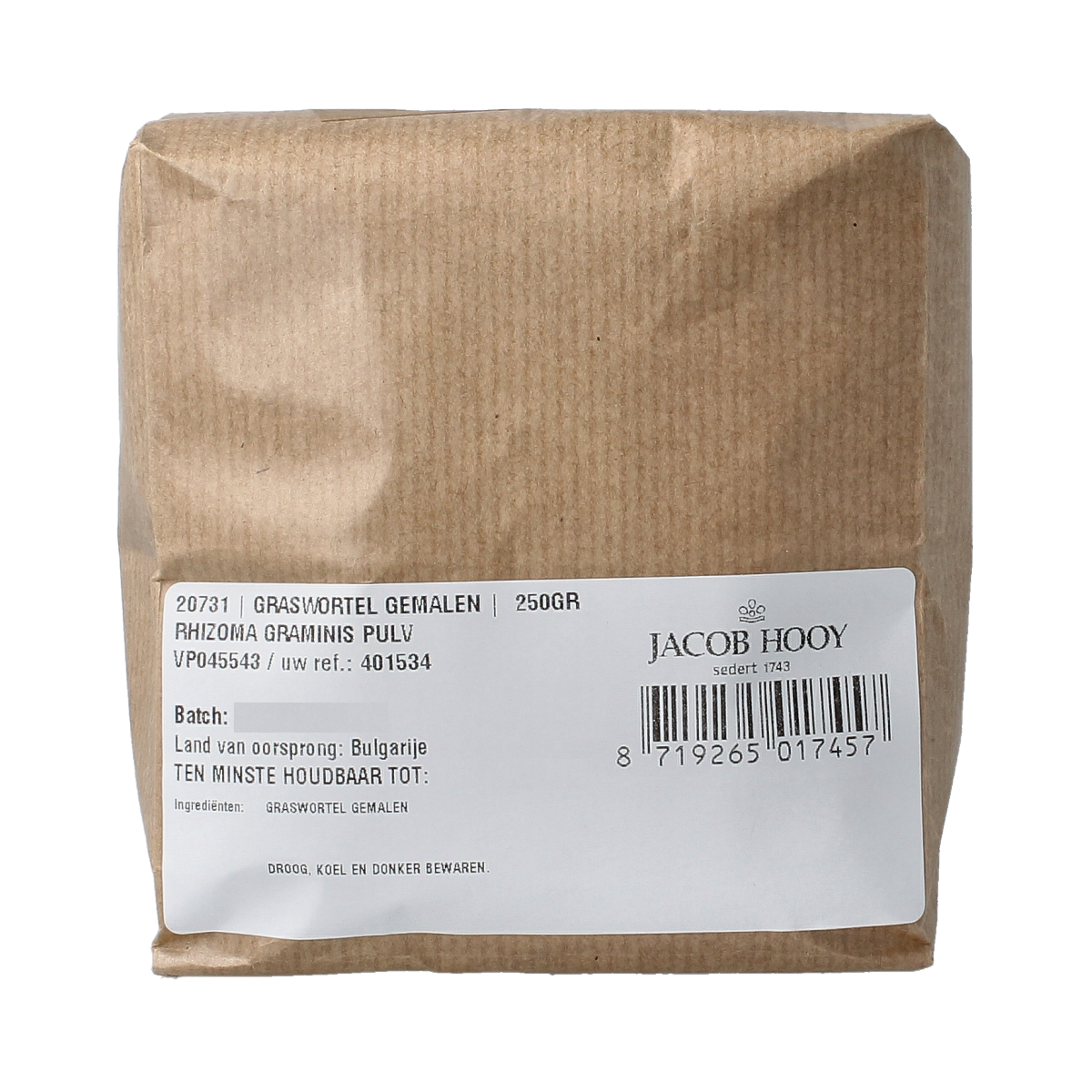 Jacob Hooy Graswortel gemalen 250.00 Gram