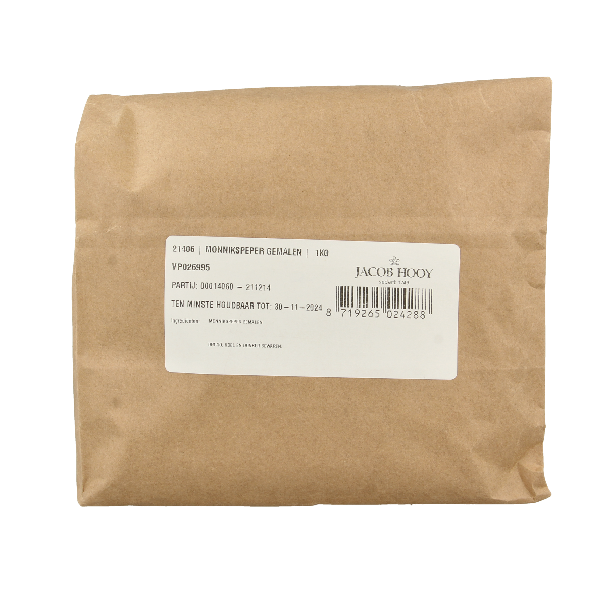 Jacob Hooy Monnikspeper gemalen 1.00 Kilogram