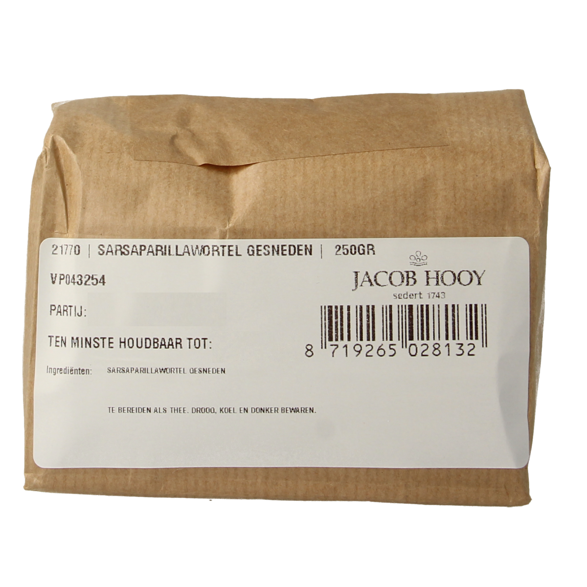 Jacob Hooy Sarsaparilwortel 250.00 Gram