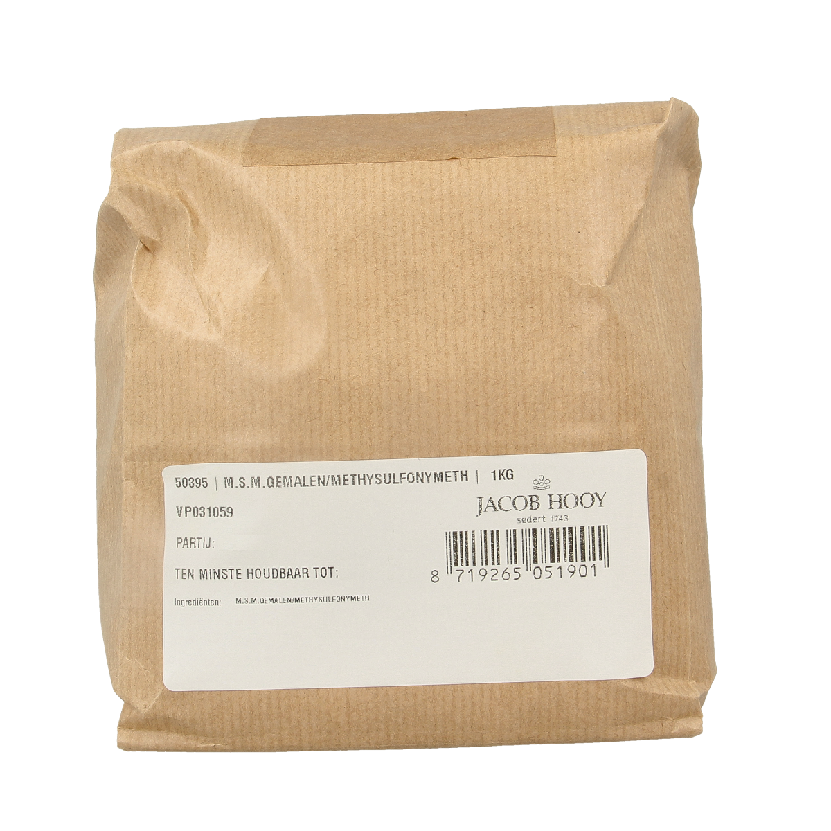 Jacob Hooy MSM gemalen methylsulfonylmethaan 1.00 Kilogram