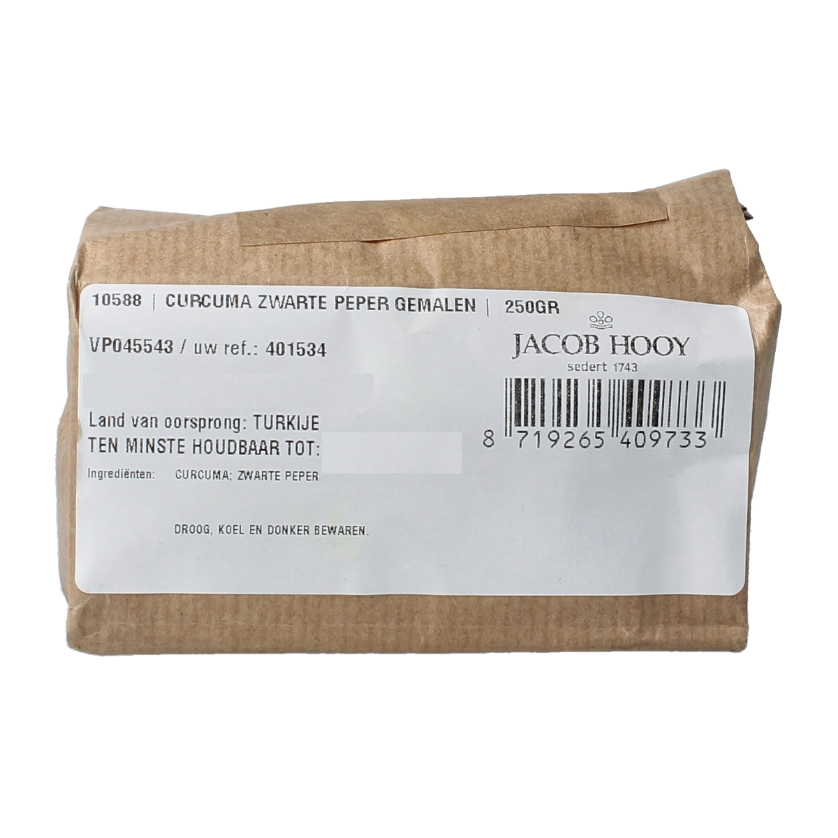 Jacob Hooy Curcuma zwarte peper gemalen 250.00 Gram