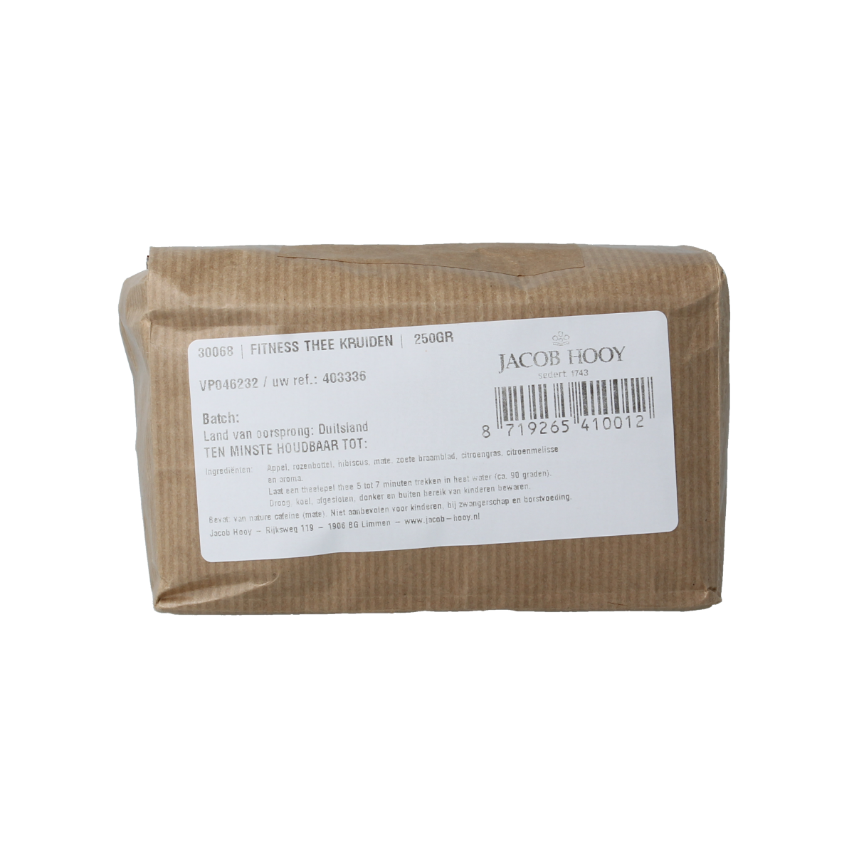 Jacob Hooy Fitness thee 250.00 Gram