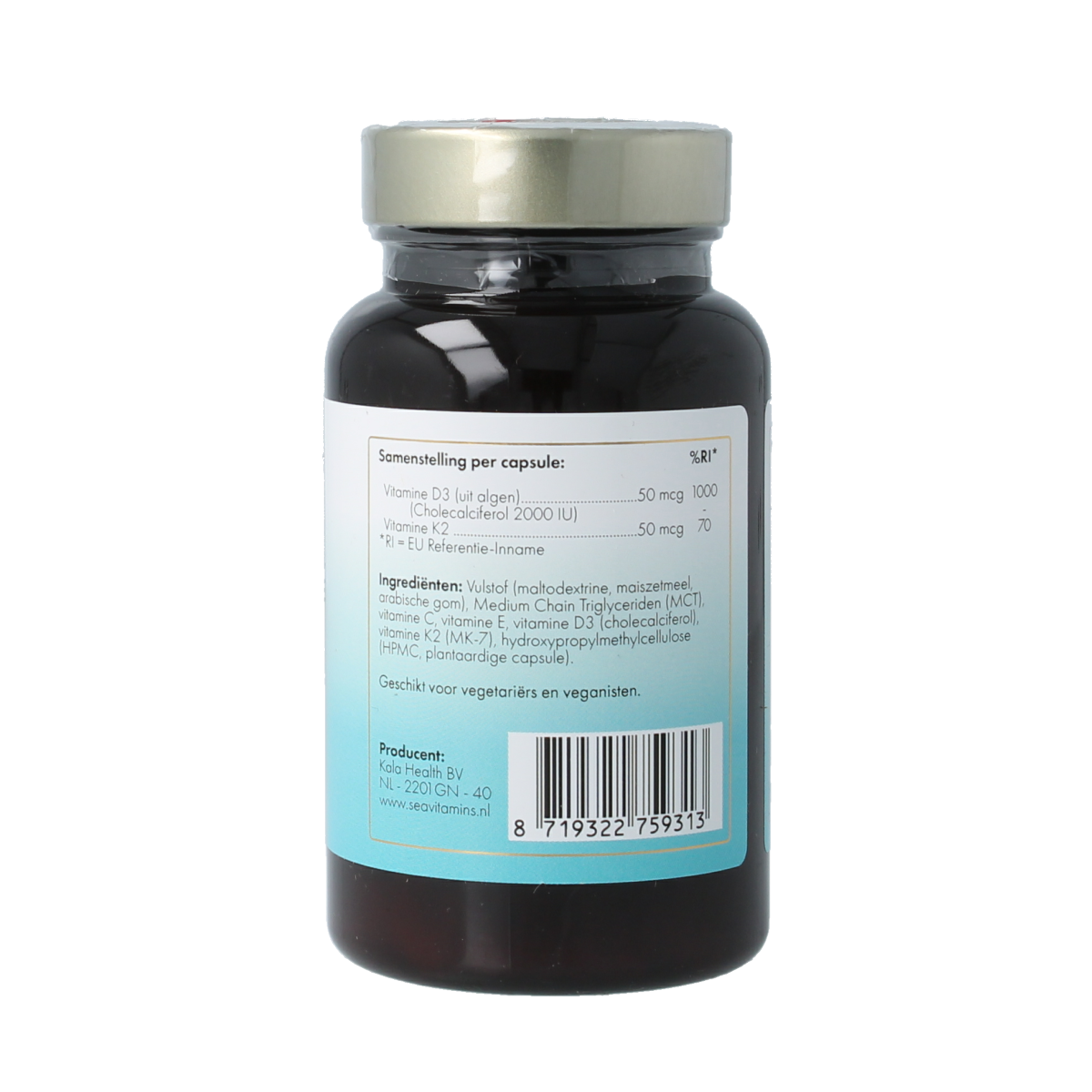 Sea Vitamins Vitamine D3 K2 uit zee 90.00 Vegetarische capsules
