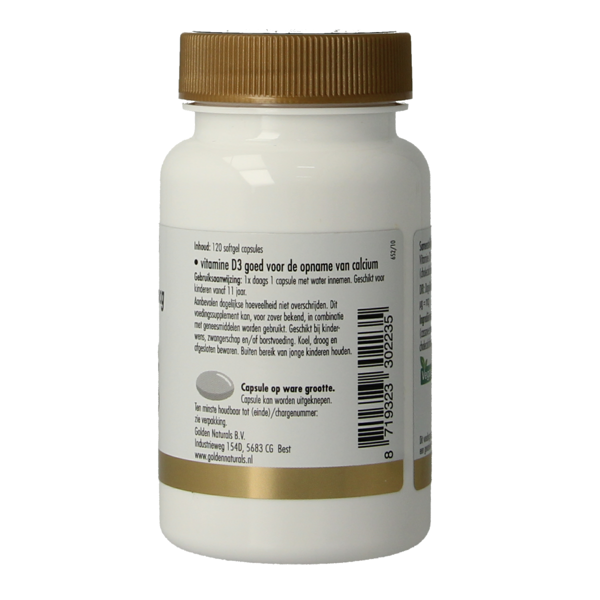 Golden Naturals Vitamine D3 25mcg vegan 120.00 Capsules