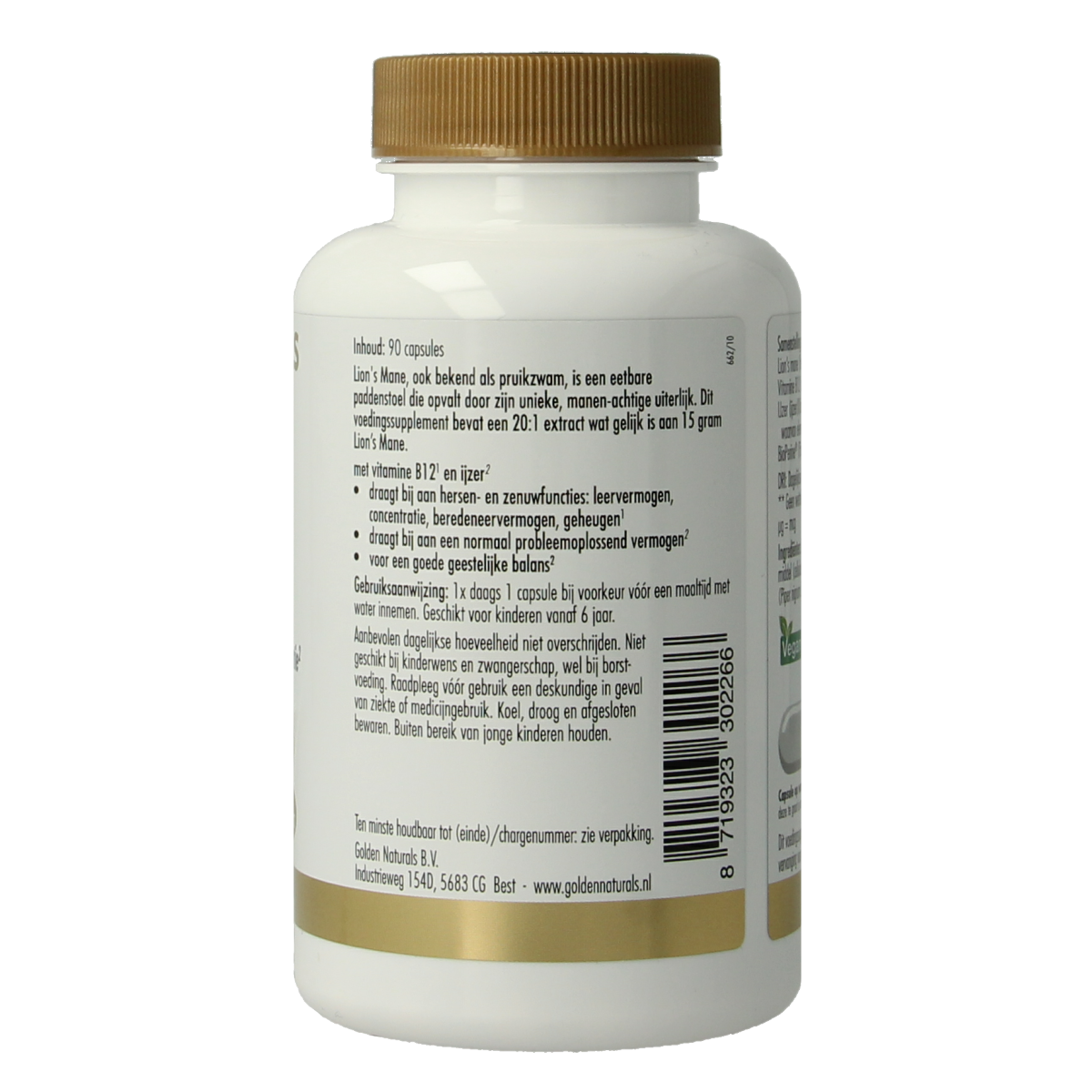 Golden Naturals Lion's mane 90.00 Vegetarische capsules