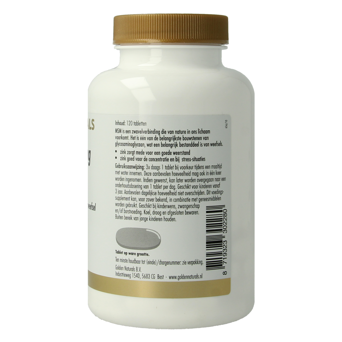 Golden Naturals MSM (zink & bioperine) 120.00 Tabletten