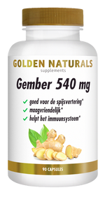 Golden Naturals Gember 540mg 90.00 Vegetarische capsules