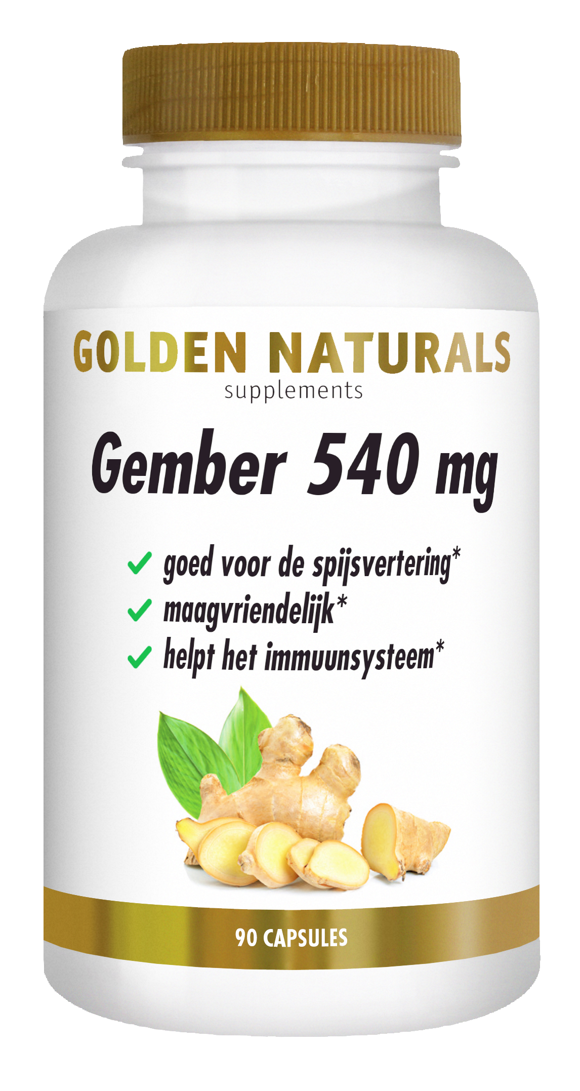 Golden Naturals Gember 540mg 90.00 Vegetarische capsules