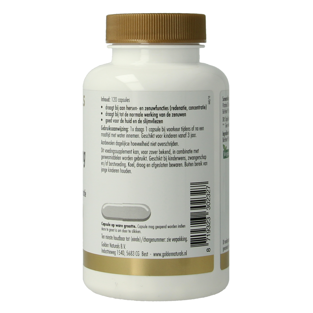 Golden Naturals Vitamine B3 niacinamide 120.00 Vegetarische capsules