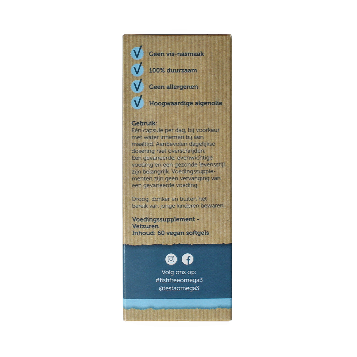 Testa Omega 3 algenolie 300mg DHA + 150mg EPA vegan 60.00 Vegetarische capsules