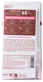 Chocolatemakers Pure love reep 65% puur fairtrade bio 80.00 Gram