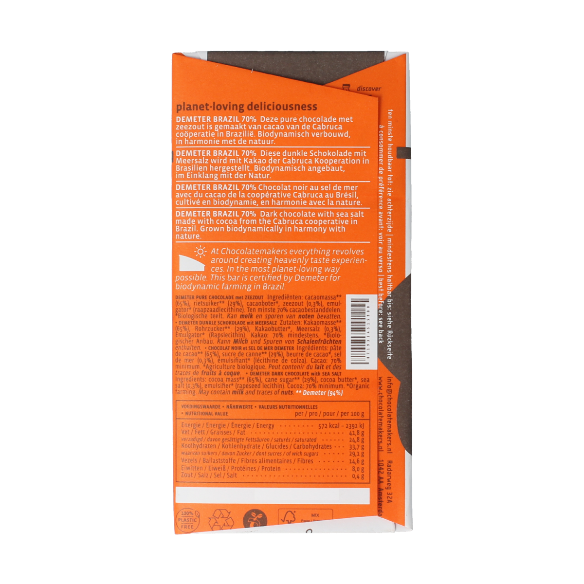 Chocolatemakers Brazil 70% puur demeter bio 80.00 Gram