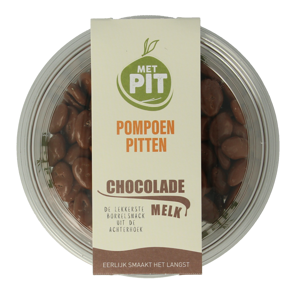 Met PIT Pompoenpitten melkchocolade 150.00 Gram