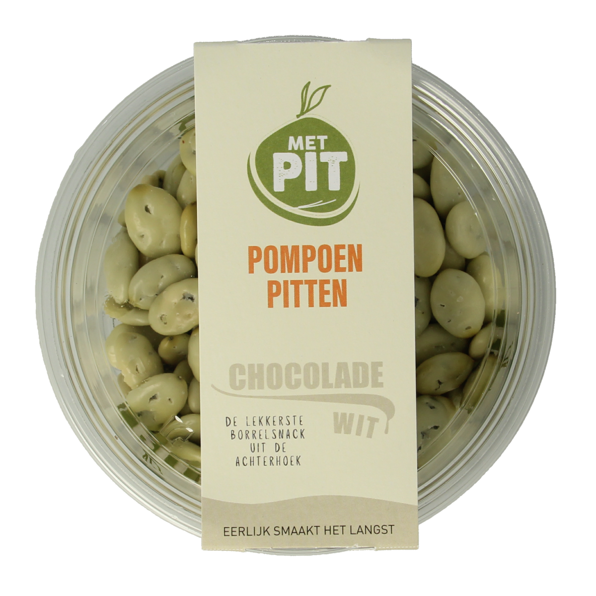 Met PIT Pompoenpitten witte chocolade 150.00 Gram