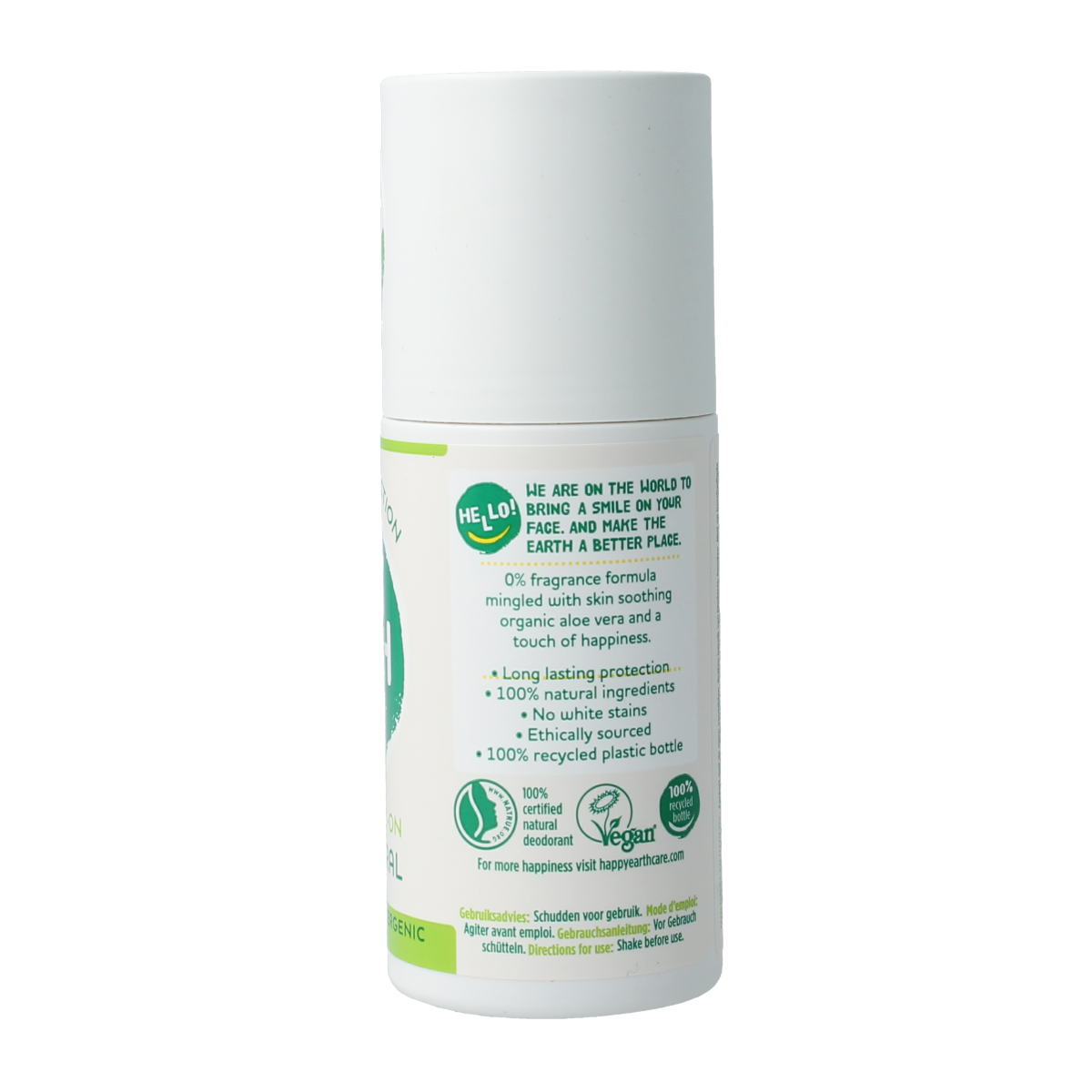 Happy Earth Pure deodorant roll-on unscented 75.00 Milliliter