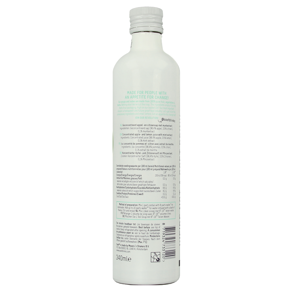 Soof Drinks Siroop citroen munt & appel 340.00 Milliliter