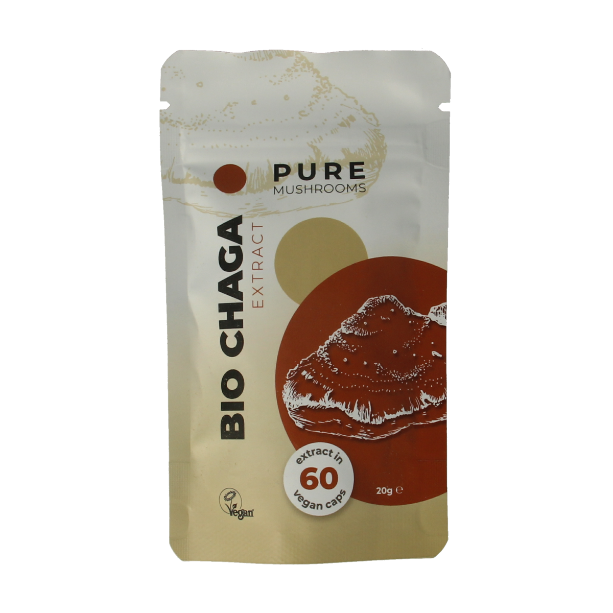 Pure Mushrooms Chaga paddenstoel extract bio 60.00 Vegetarische capsules