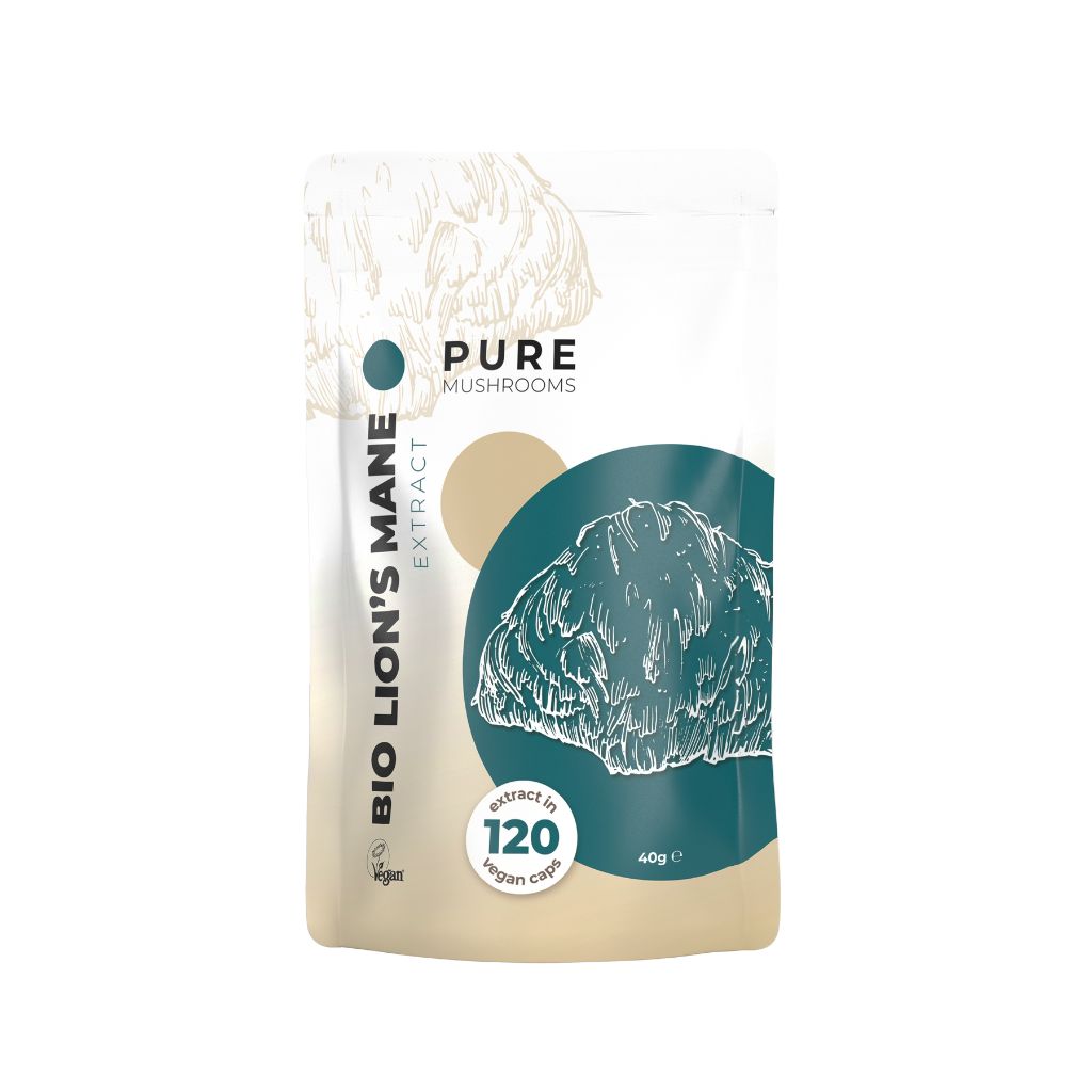 Pure Mushrooms Lion's mane paddenstoelen extract bio 120.00 Vegetarische capsules