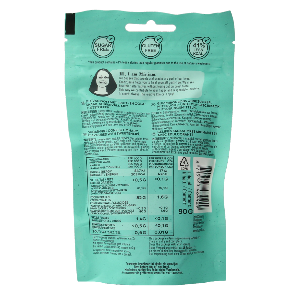 Food2Smile Gimme gummy mix suikervrij lactosevrij 90.00 Gram