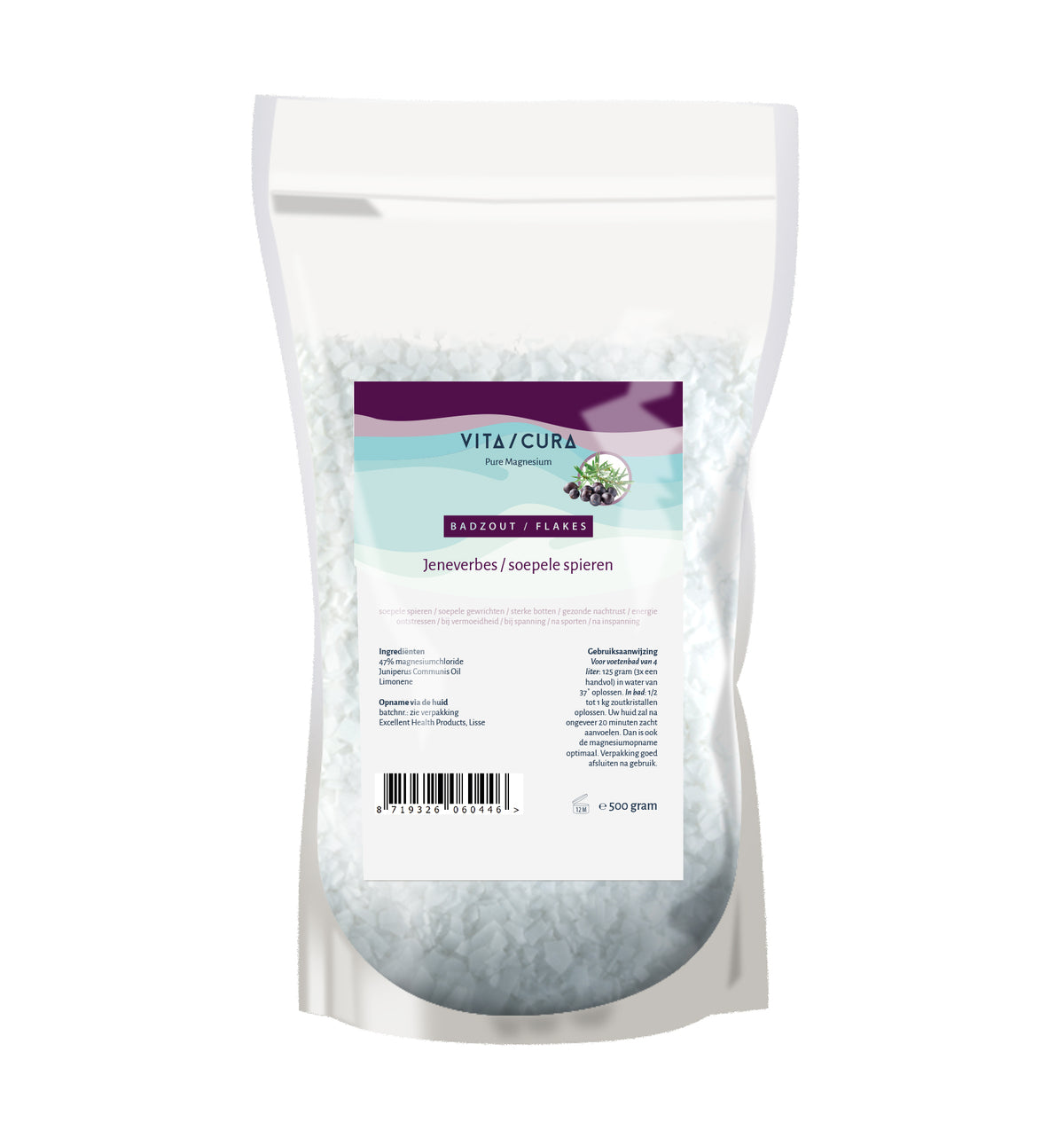 Vitacura Magnesium zout/flakes jeneverbes 500.00 Gram