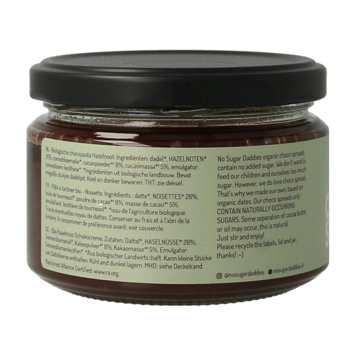 No Sugar Daddies Chocopasta hazelnoot bio 200.00 Gram