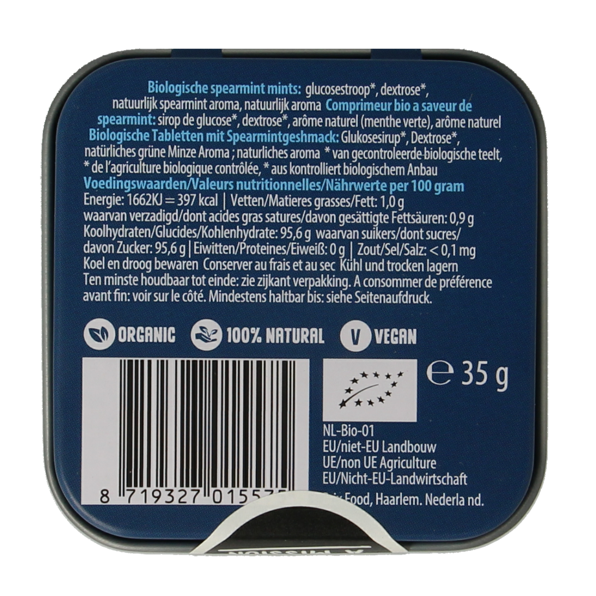 Max mints Spearmint blikje vierkant bio 35.00 Gram