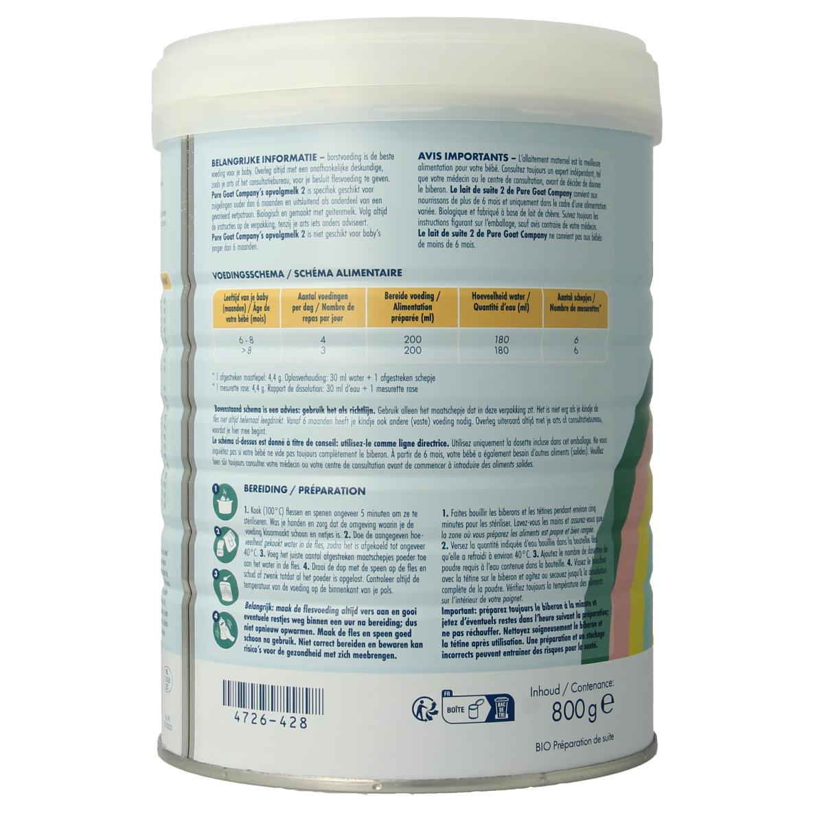 Pure Goat Opvolgmelk 2 bio 800.00 Gram