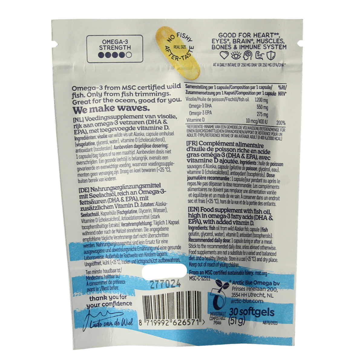 Arctic Blue Pure Alaska MSC visolie met vitamine D 30.00 Softgels