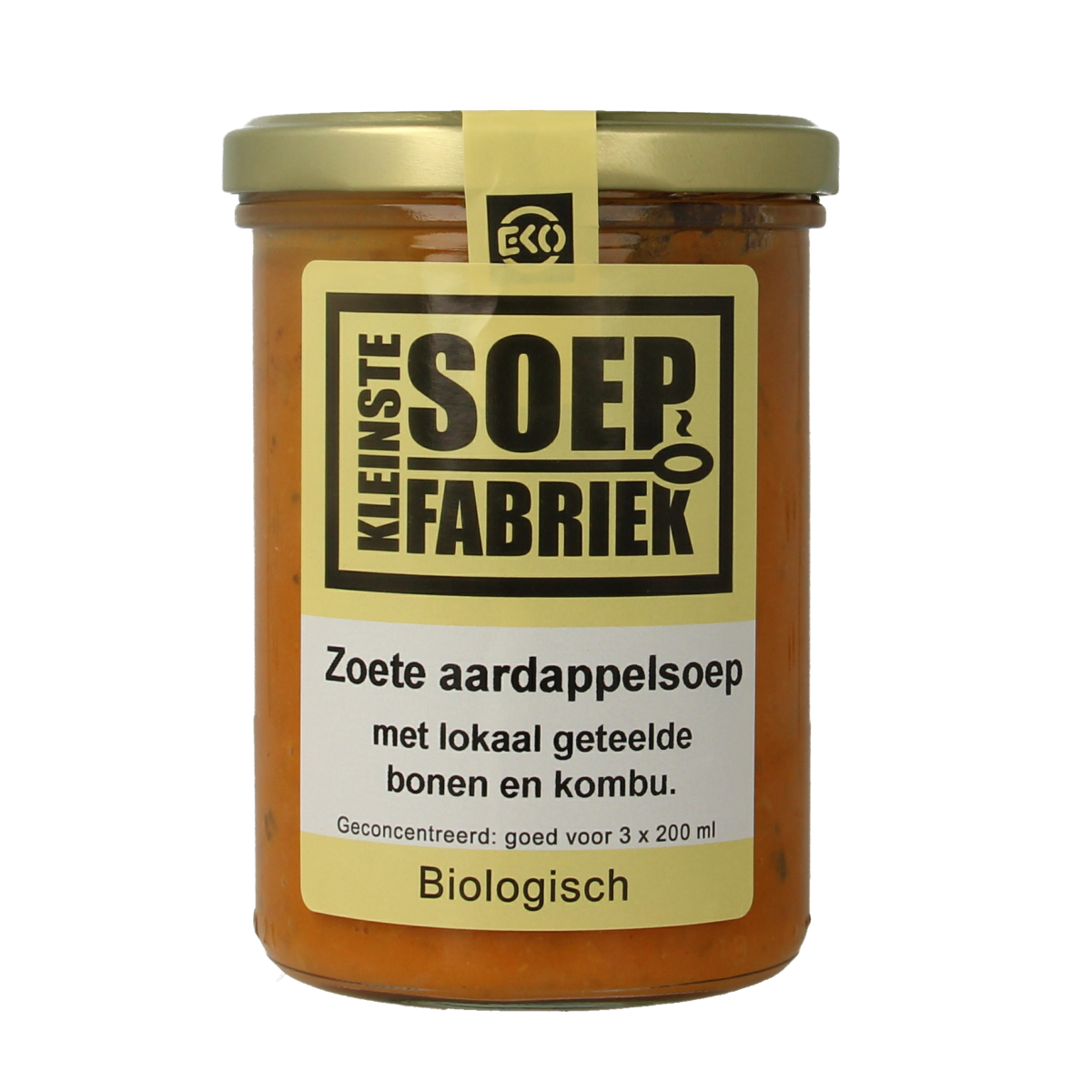 Kleinstesoepfabriek Zoete aardappelsoep met lokale bonen en kombu bio 400.00 Milliliter