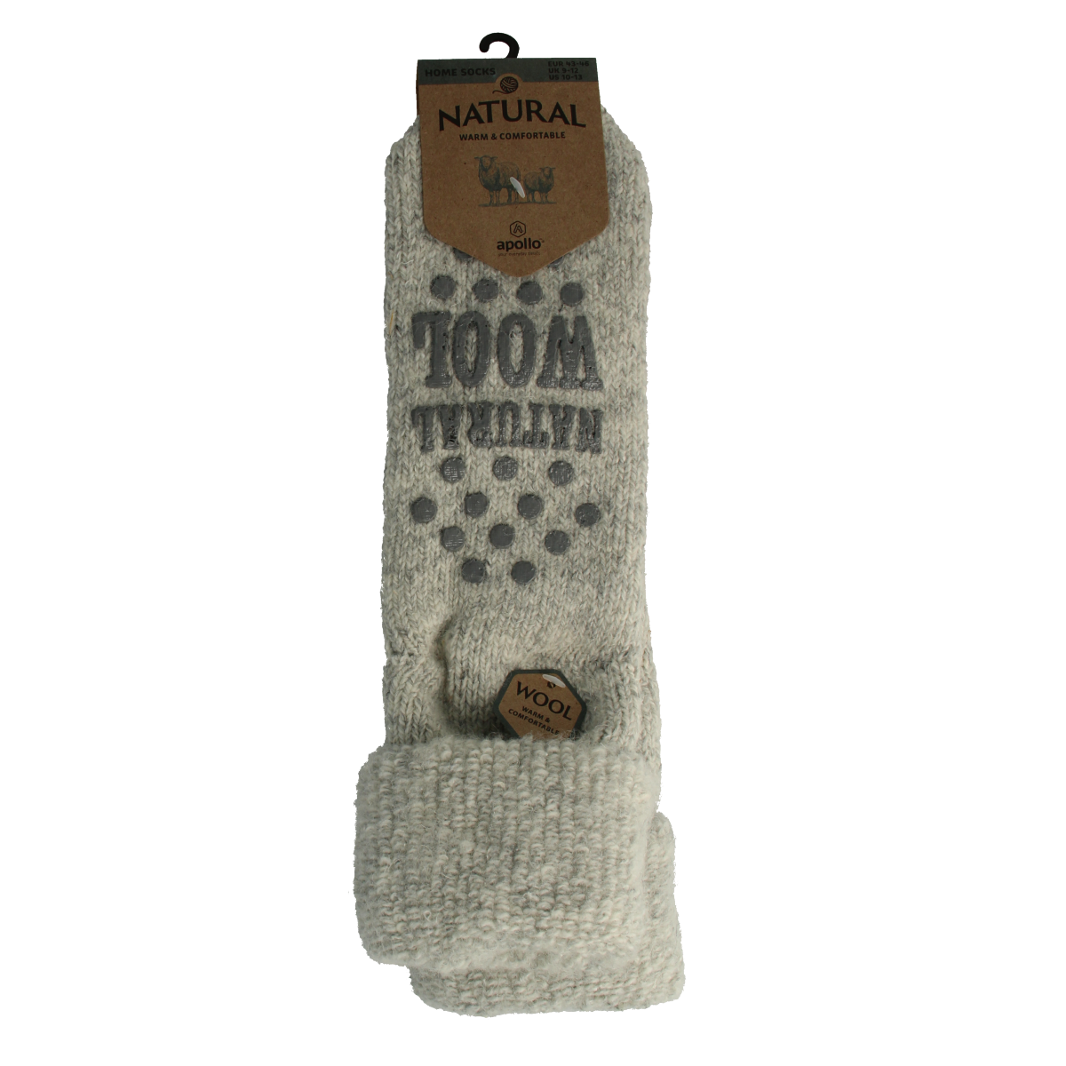 Apollo Slofsok anti slip unisex grijs/beige maat 43-46 1.00 Paar