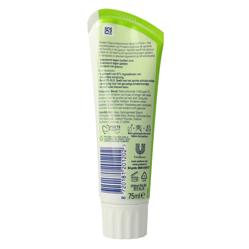 Prodent Tandpasta glazuur bescherming 5-12 jaar 75 Milliliter