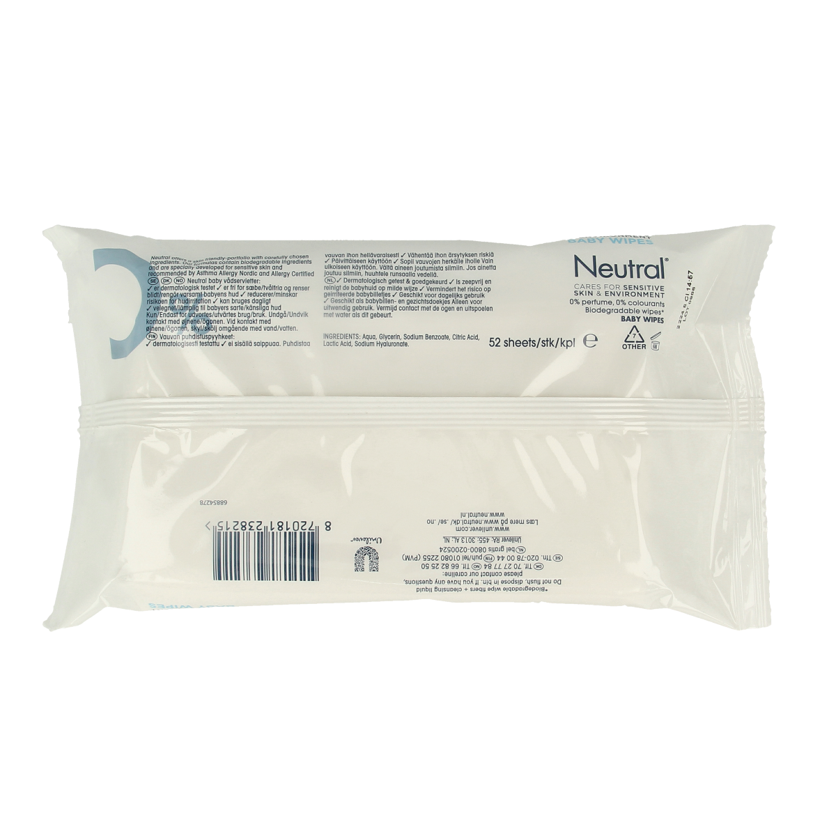 Neutral Babydoekjes 52 wipes 52.00 Stuks