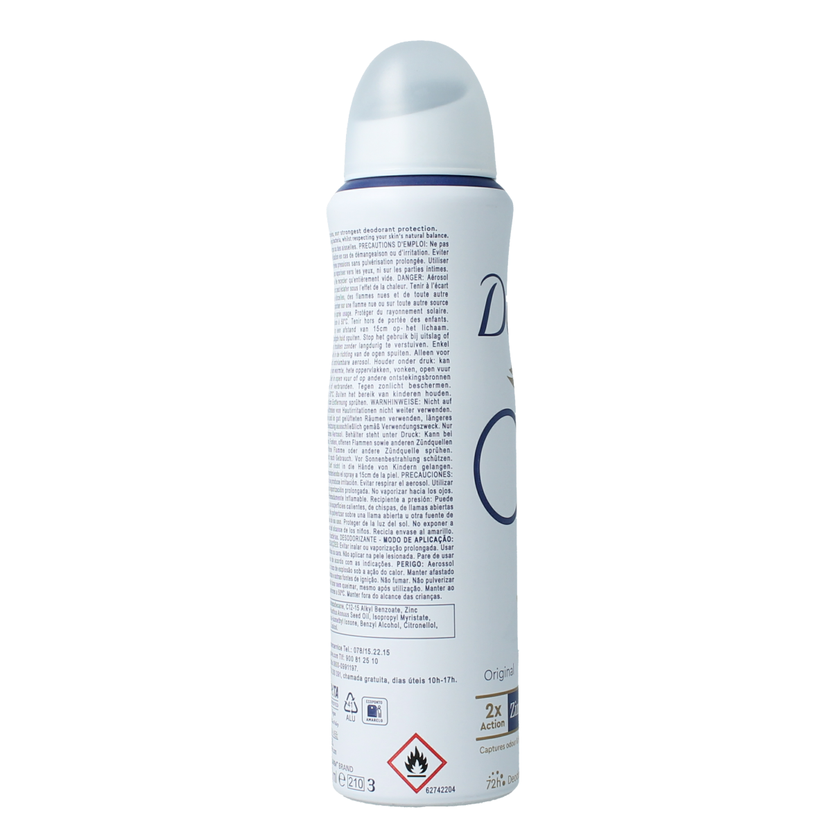 Dove Deodorant spray original 0% 150.00 Milliliter