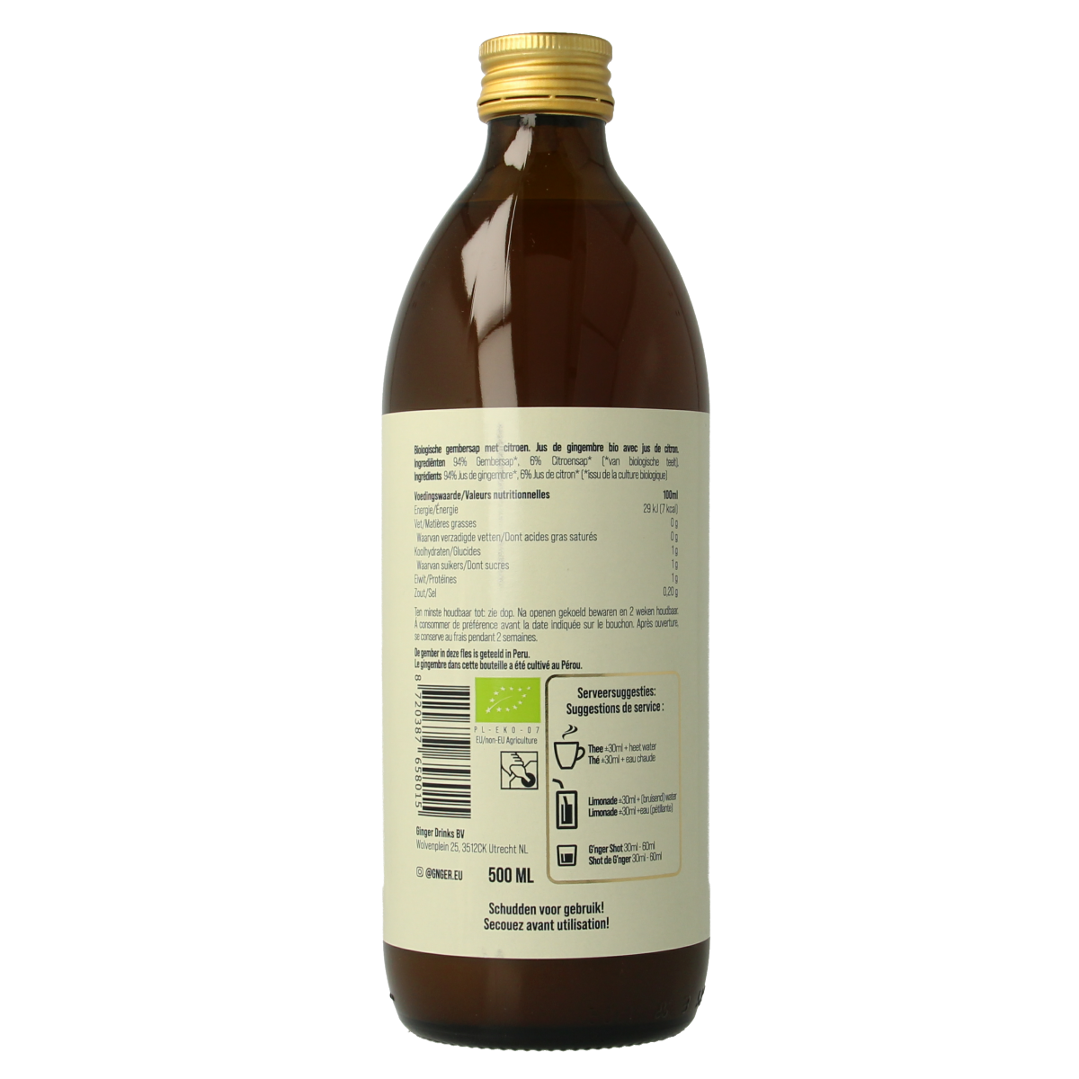 G'nger Gembersap met citroensap bio 500.00 Milliliter