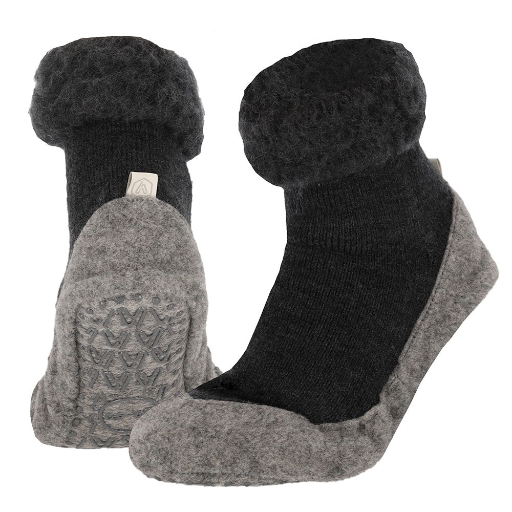 Apollo Huisslof wol anti-slip antraciet 37/38 1.00 Paar
