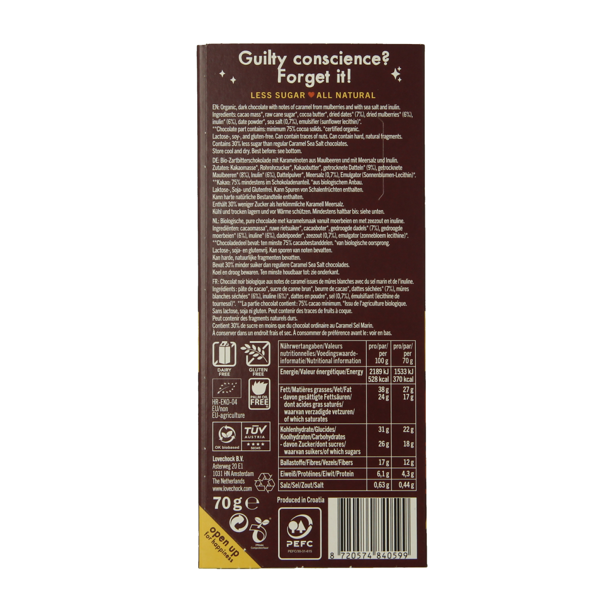Lovechock Soul caramel sea salt bio 70.00 Gram