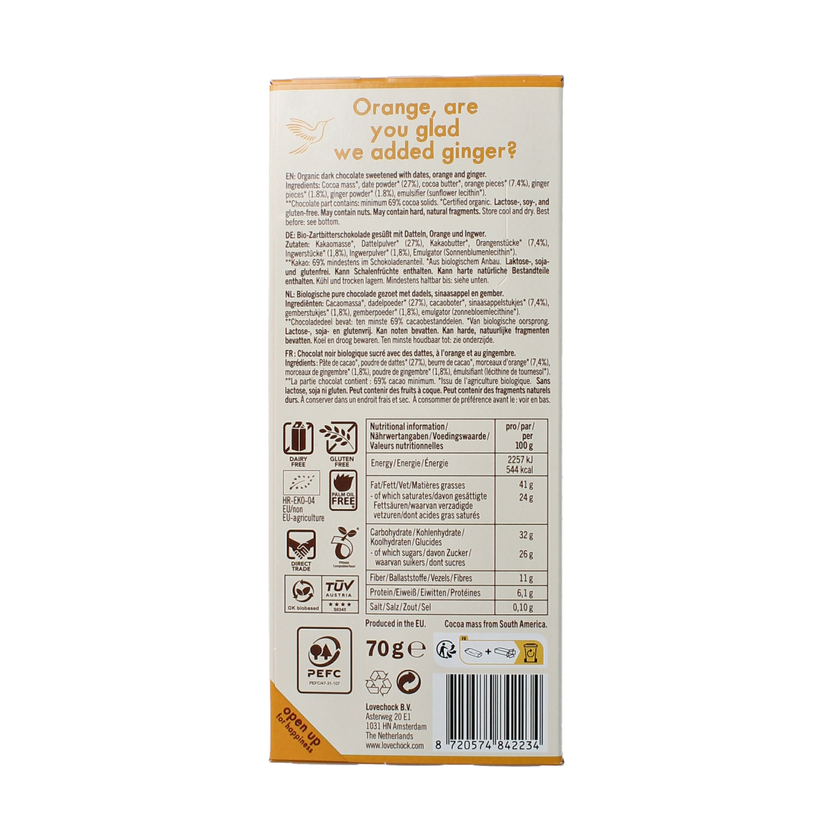 Lovechock Ginger orange bio 70.00 Gram