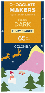 Chocolatemakers Kerstreep Colombia puur 65% orange bio 80.00 Gram