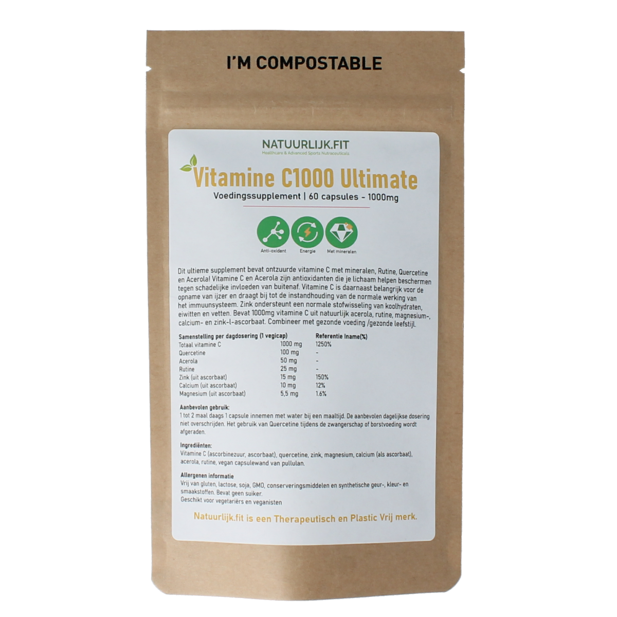 Natuurlijk.fit Vitamine C 1000 - Ultimate 60.00 Capsules